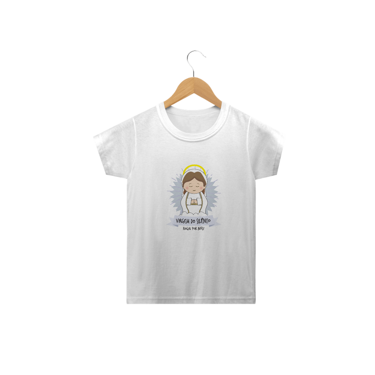 Nome do produto: Camiseta Infantil Coleção Santinhos Virgem do Silêncio
