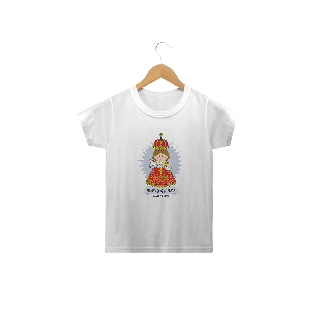 Nome do produto: Camiseta Infantil Coleção Santinhos Menino Jesus de Praga