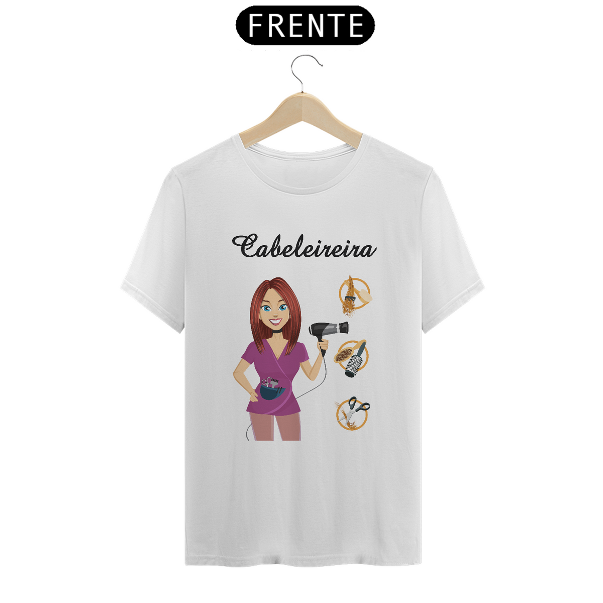 Nome do produto: Camiseta Fem Profissões Cabeleireira