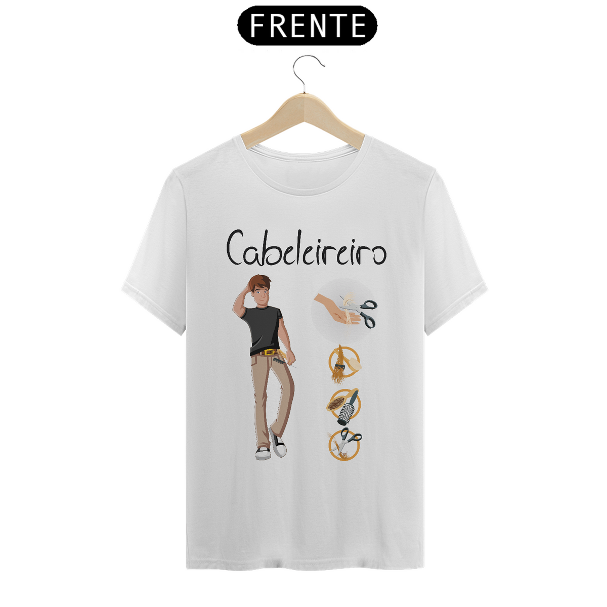 Nome do produto: Camiseta Masc Profissões Cabeleireiro