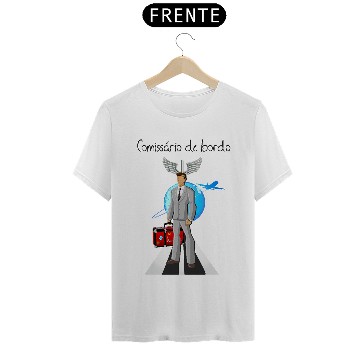 Nome do produto: Camiseta Masc Profissões Comissário de Bordo