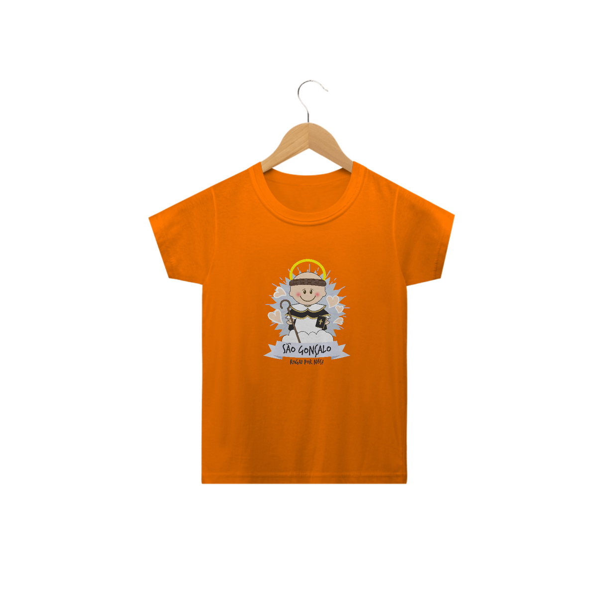 Nome do produto: Camiseta Infantil Coleção Santinhos São Gonçalo