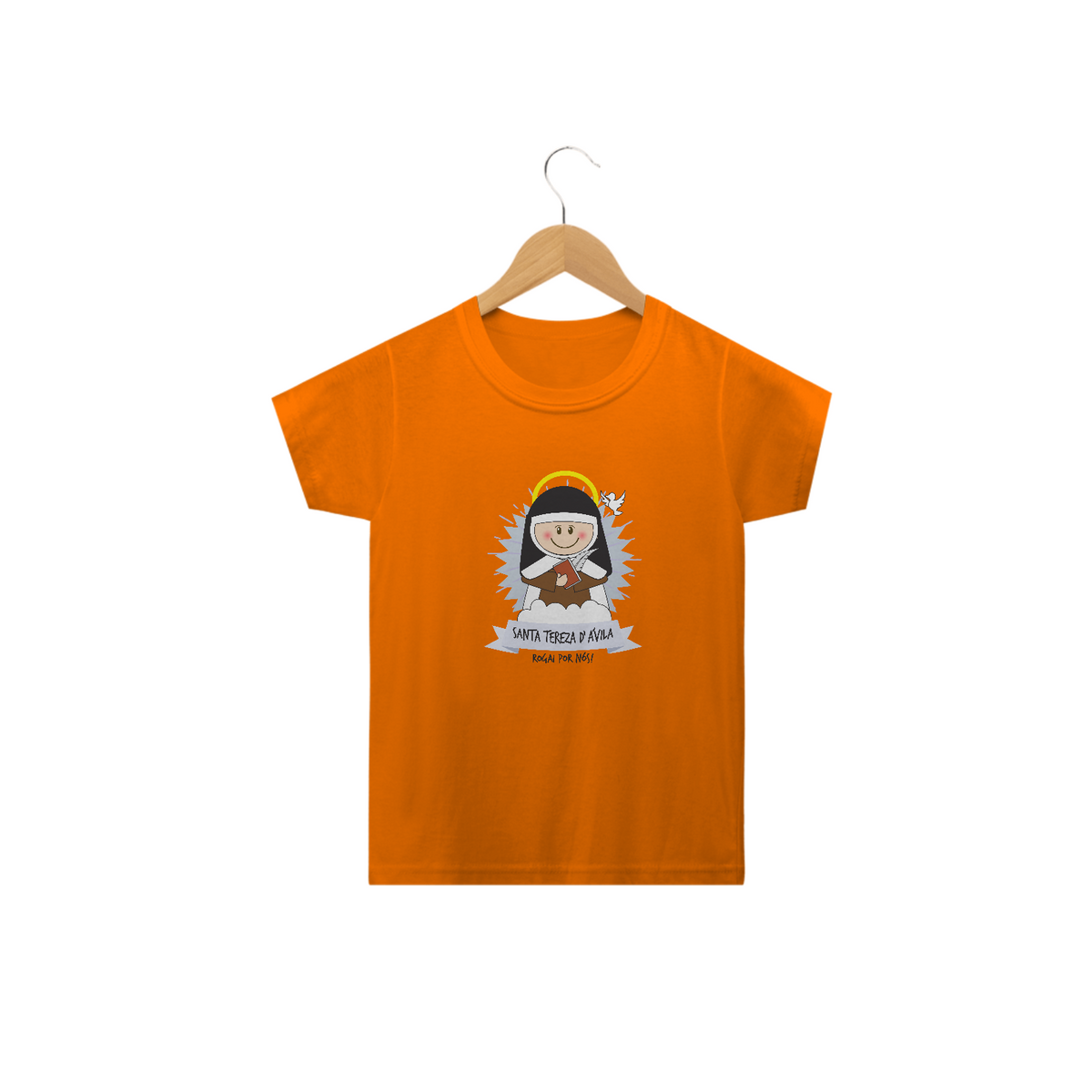 Nome do produto: Camiseta Infantil Coleção Santinhos Santa Tereza D´Ávila