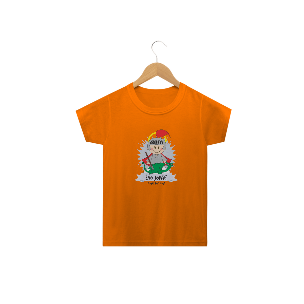 Nome do produto: Camiseta Infantil Coleção Santinhos São Jorge