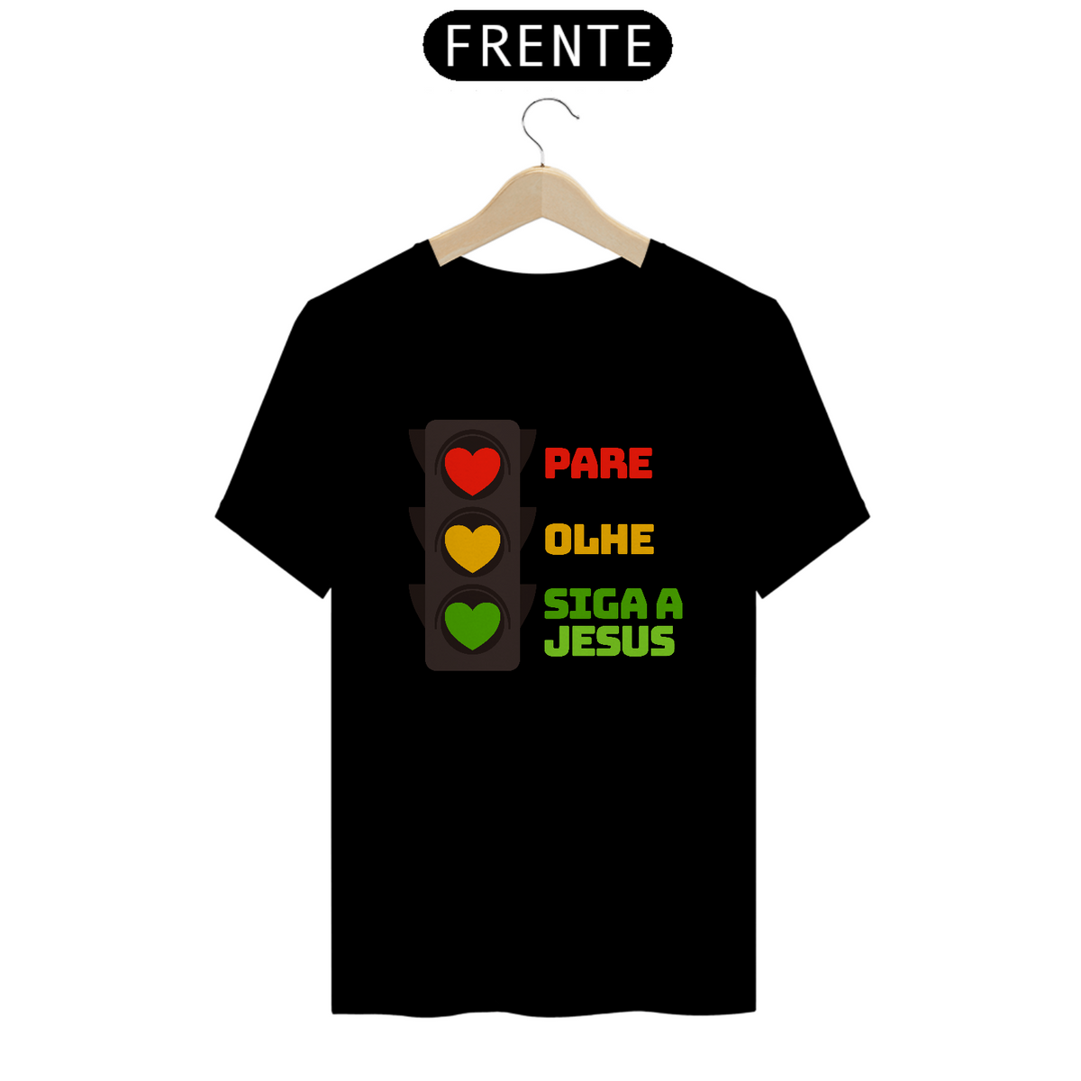 Nome do produto: Camiseta Pare Olhe Siga a Jesus