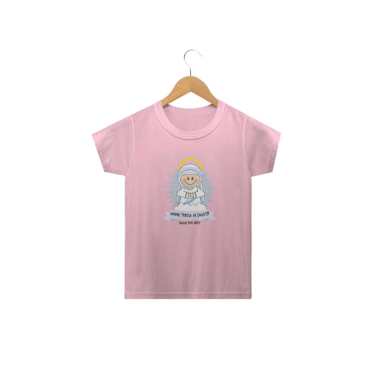 Nome do produto: Camiseta Infantil Coleção Santinhos Madre Teresa de Calcutá