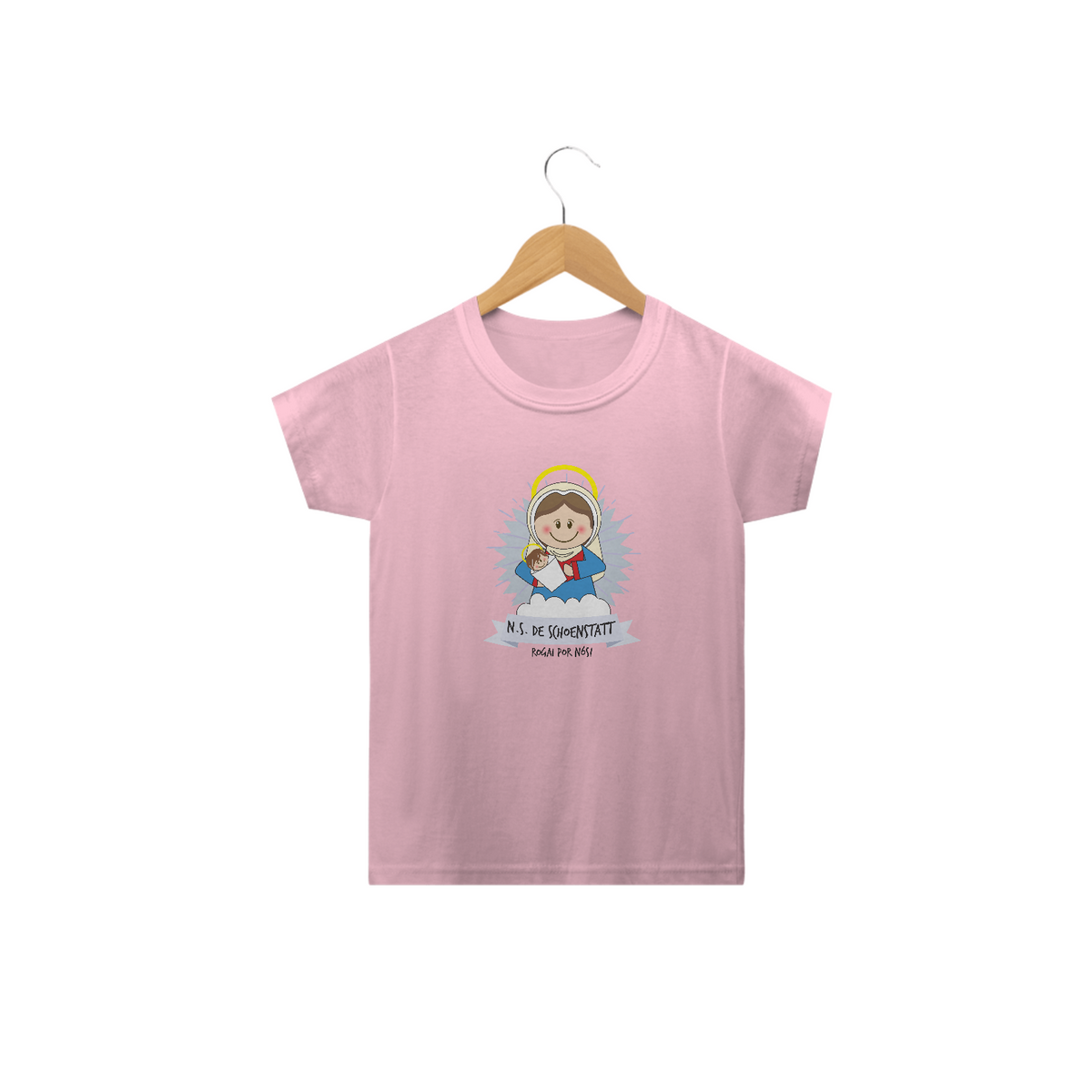 Nome do produto: Camiseta Infantil Coleção Santinhos N.S. de Schoensttat