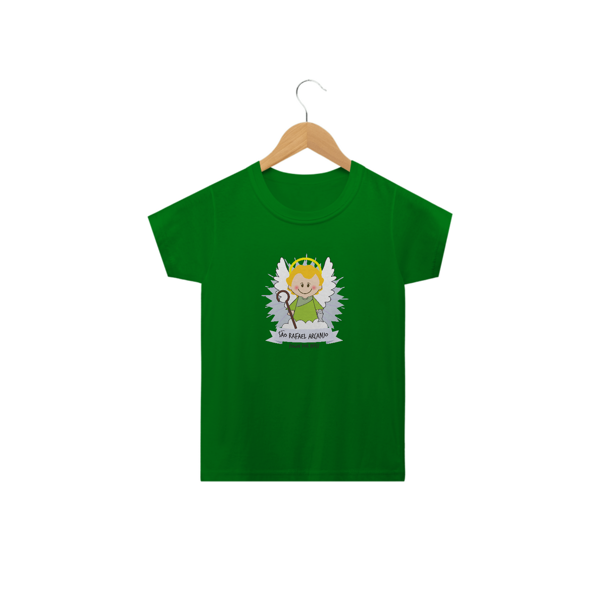 Nome do produto: Camiseta Infantil Coleção Santinhos São Rafael Arcanjo