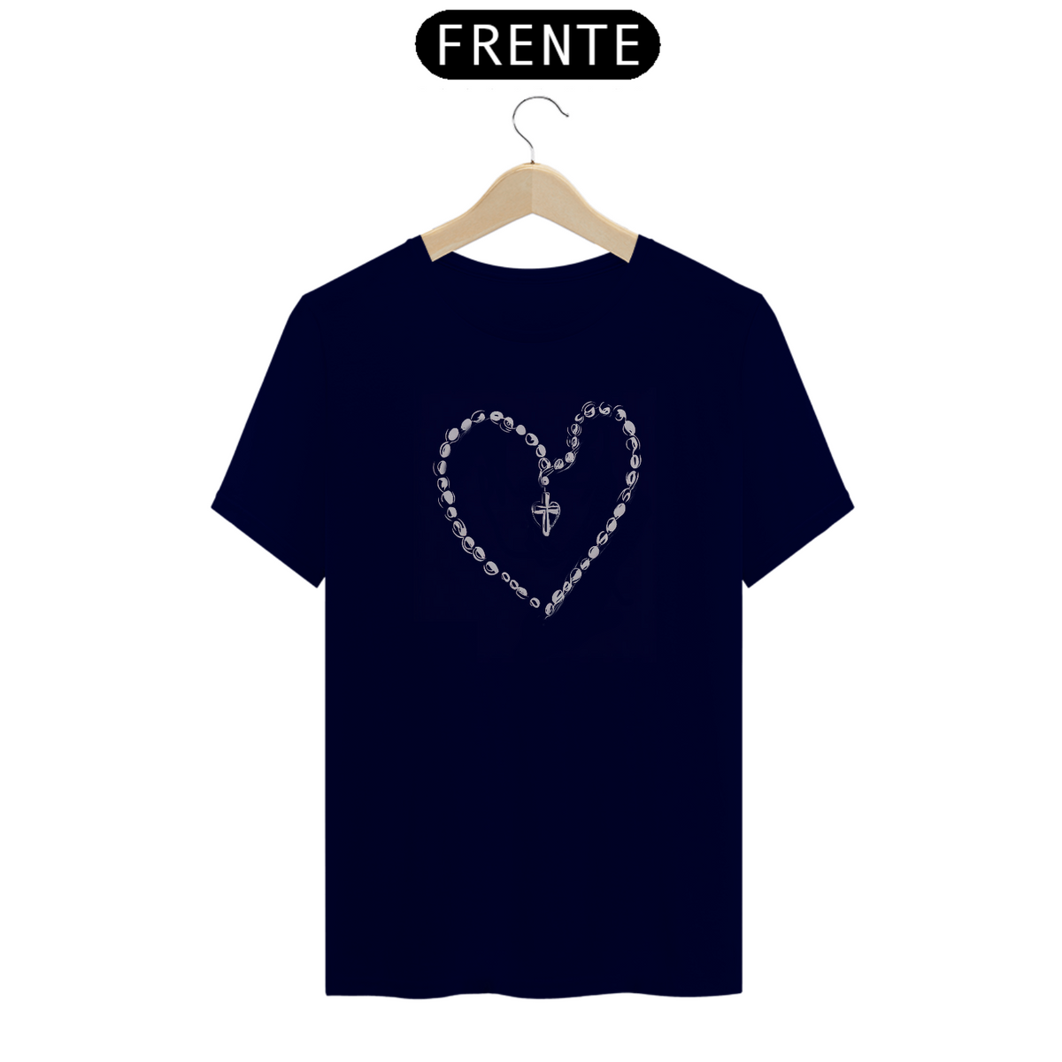 Nome do produto: Camiseta Terço em Coração