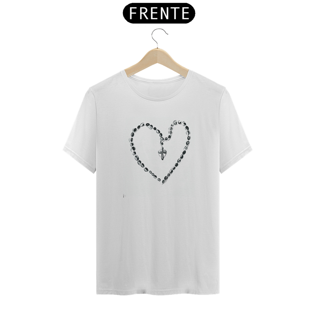 Nome do produto: Camiseta Terço em Coração