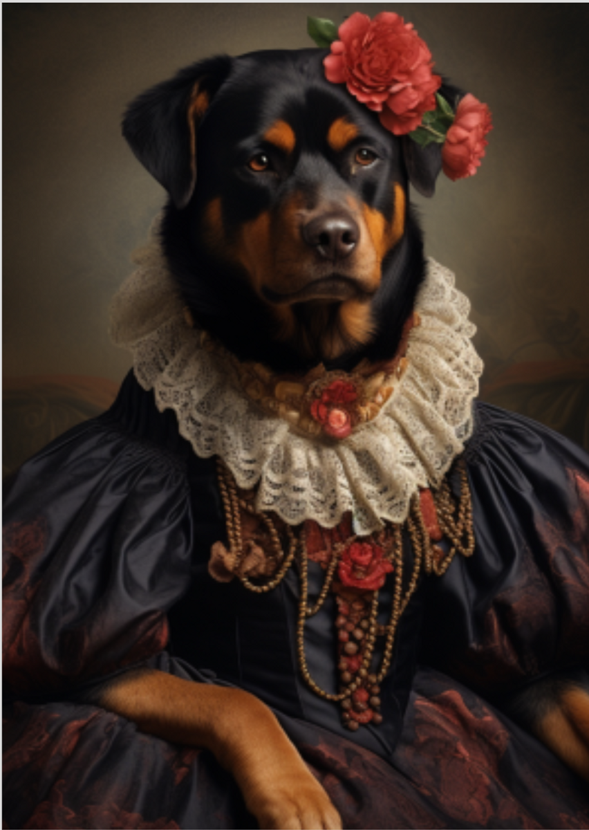 Nome do produto: Rottweiler Inspirado em Frida: Força e Arte