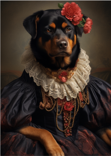 Rottweiler Inspirado em Frida: Força e Arte