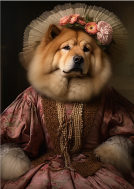 Chow Chow Elegante em Vestido de Gala