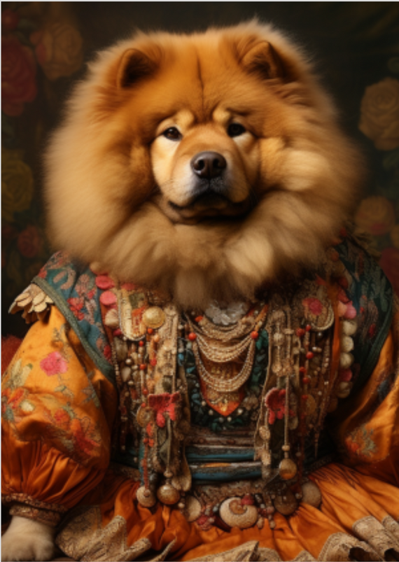 Chow Chow Inspirada em Frida: Força e Arte