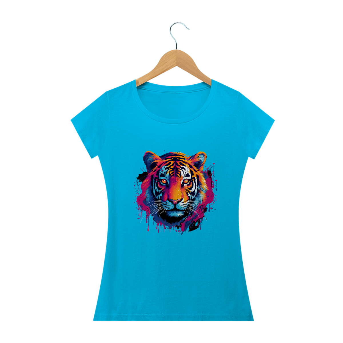 Nome do produto: Camiseta Baby Look Premium Tigre Pop Art