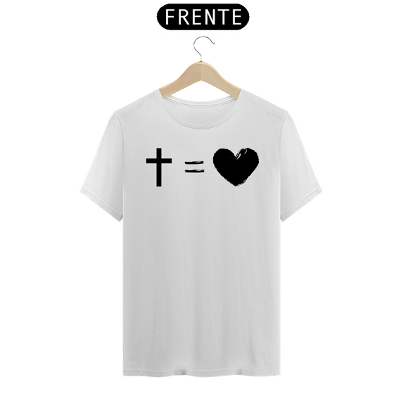 Camiseta Frases - CRUZ = AMOR - Estampa Preta