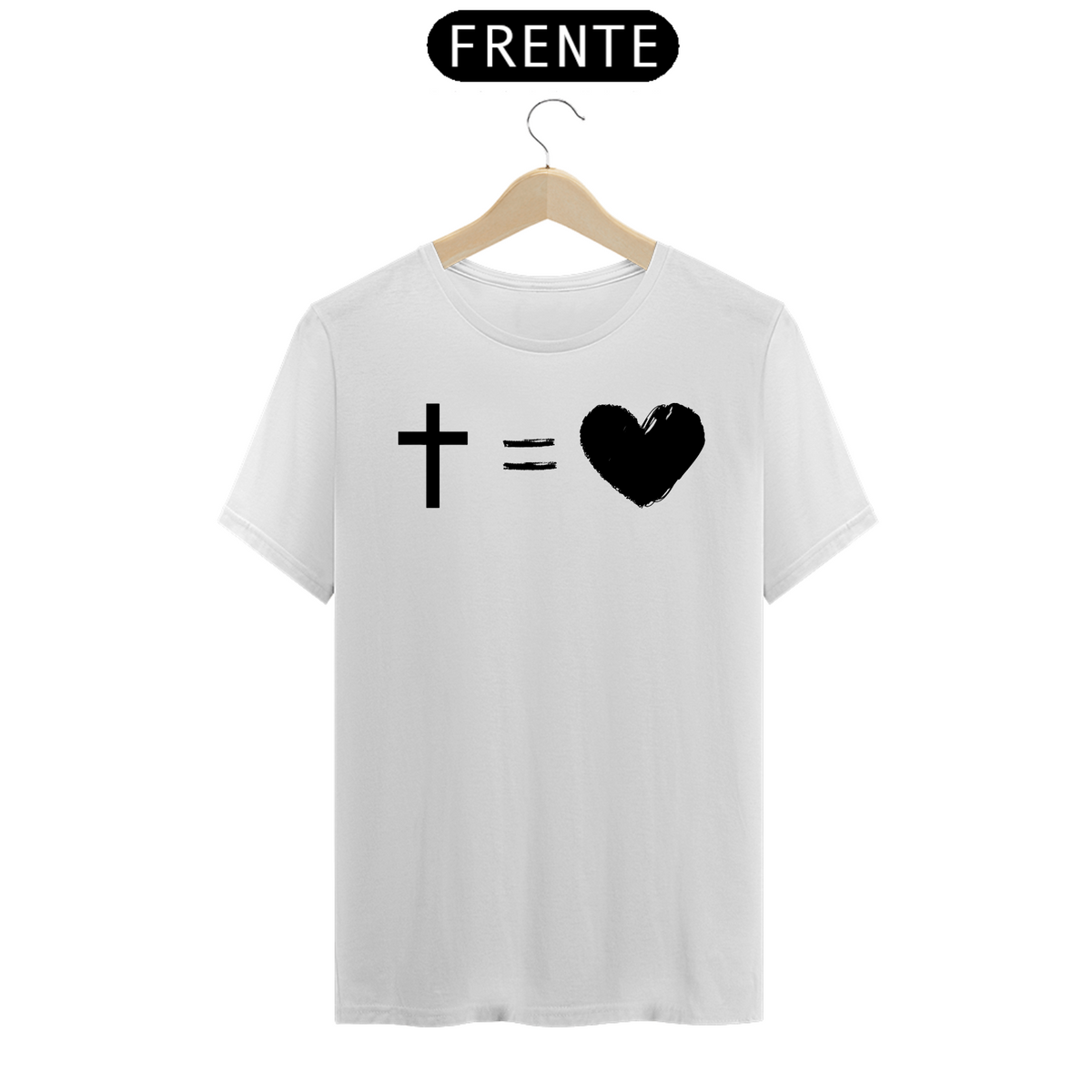 Nome do produto: Camiseta Frases - CRUZ = AMOR - Estampa Preta