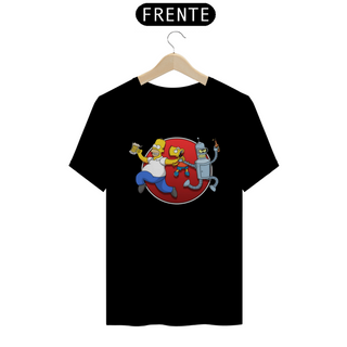Camiseta T-Shirt Classic Unissex / Bender, Homer e Bart