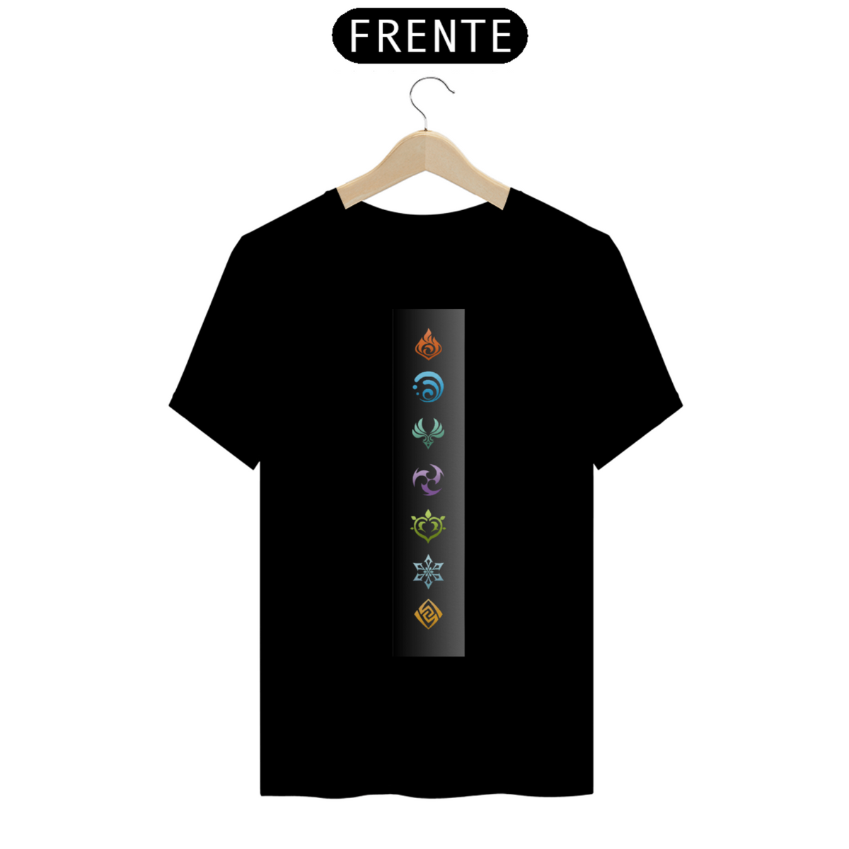Nome do produto: Camiseta T-Shirt Classic Unissex / Genshin Impact Simbolos