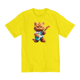 Nome do produtoCamiseta Infantil (10 a 14) - Gatinho Roqueiro