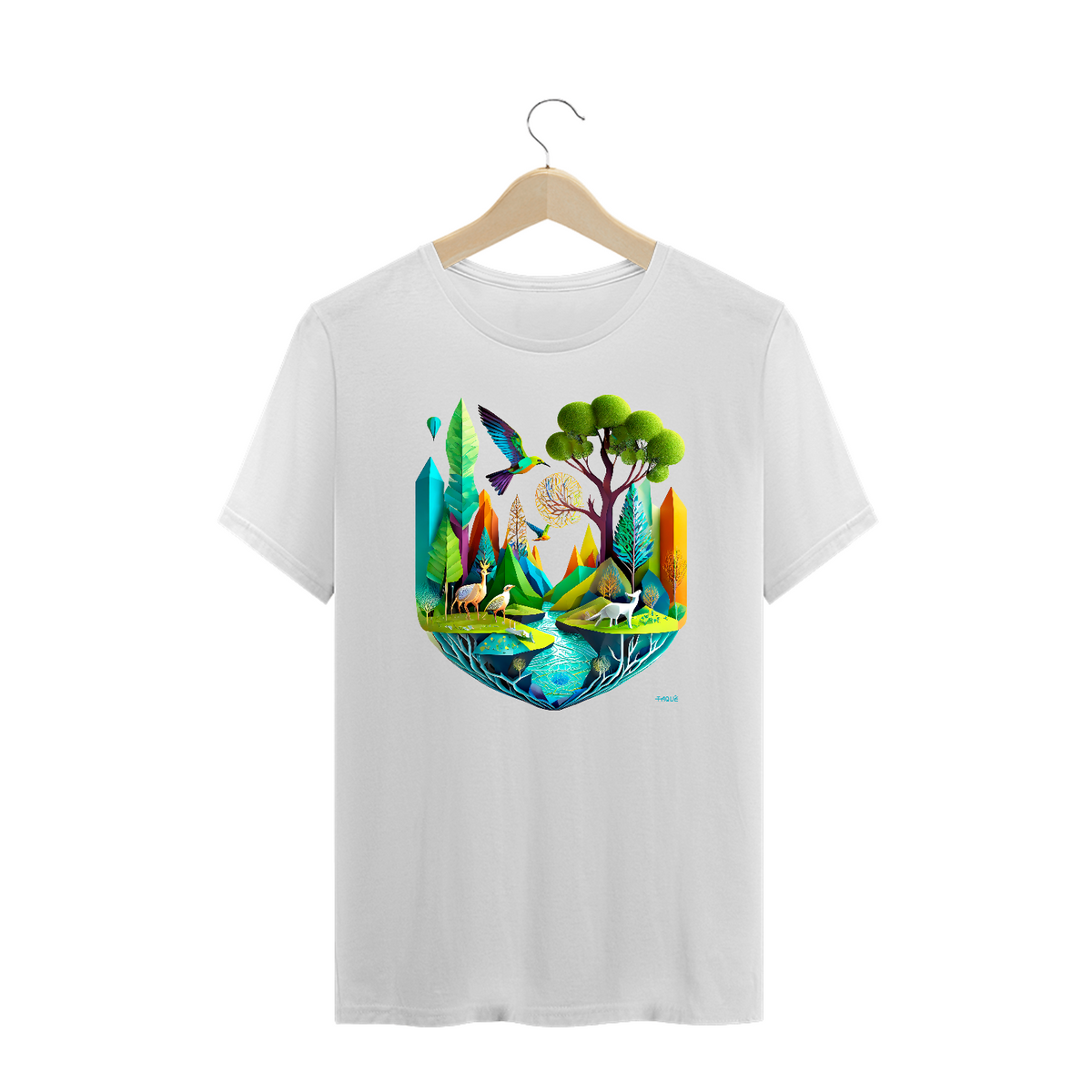 Nome do produto: Camiseta Plus Size Polígonos - Ecossistema