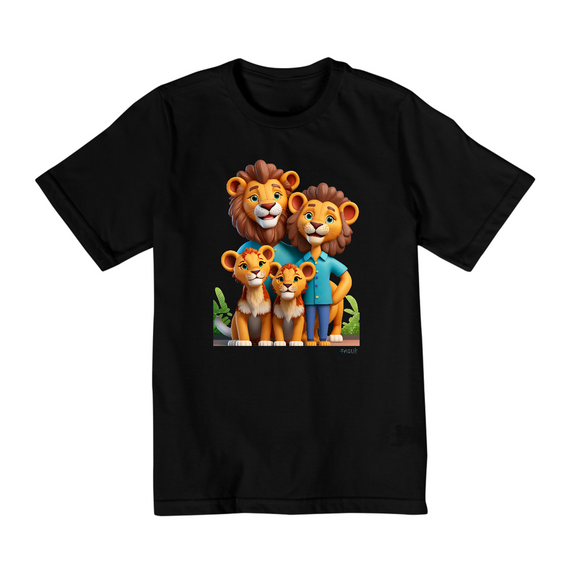 Camiseta Infantil Quality Família Leão Cartoon