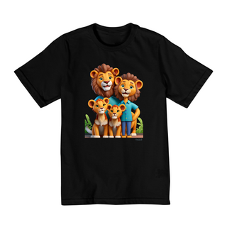Camiseta Infantil Quality Família Leão Cartoon