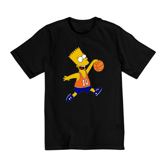 Camiseta Infantil (10 a 14 anos) - Bart Simpson Basketball