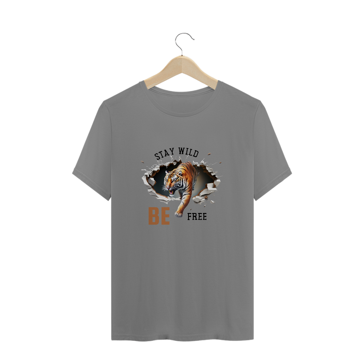 Nome do produto: CAMISETA T-SHIRT PLUS SIZE, TIGER STAY WILD BE FREE