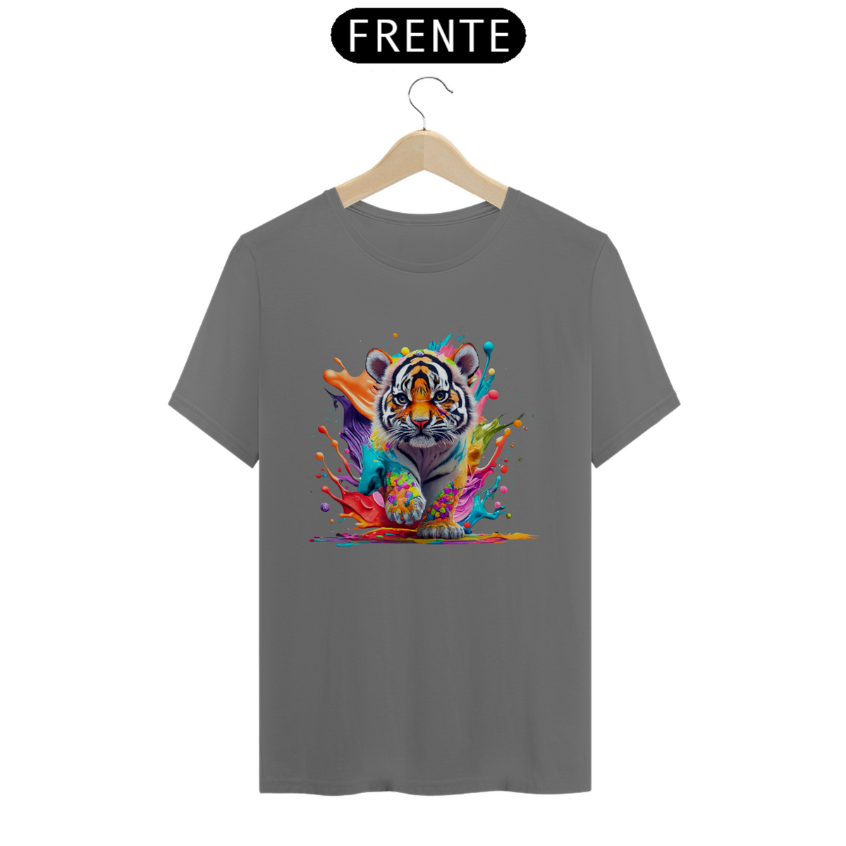 Nome do produto: CAMISETA T-SHIRT ESTONADA, COLORFUL TIGER