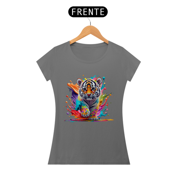 CAMISETA BABY LONG ESTONADA, COLORFUL TIGER