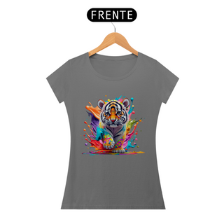 CAMISETA BABY LONG ESTONADA, COLORFUL TIGER