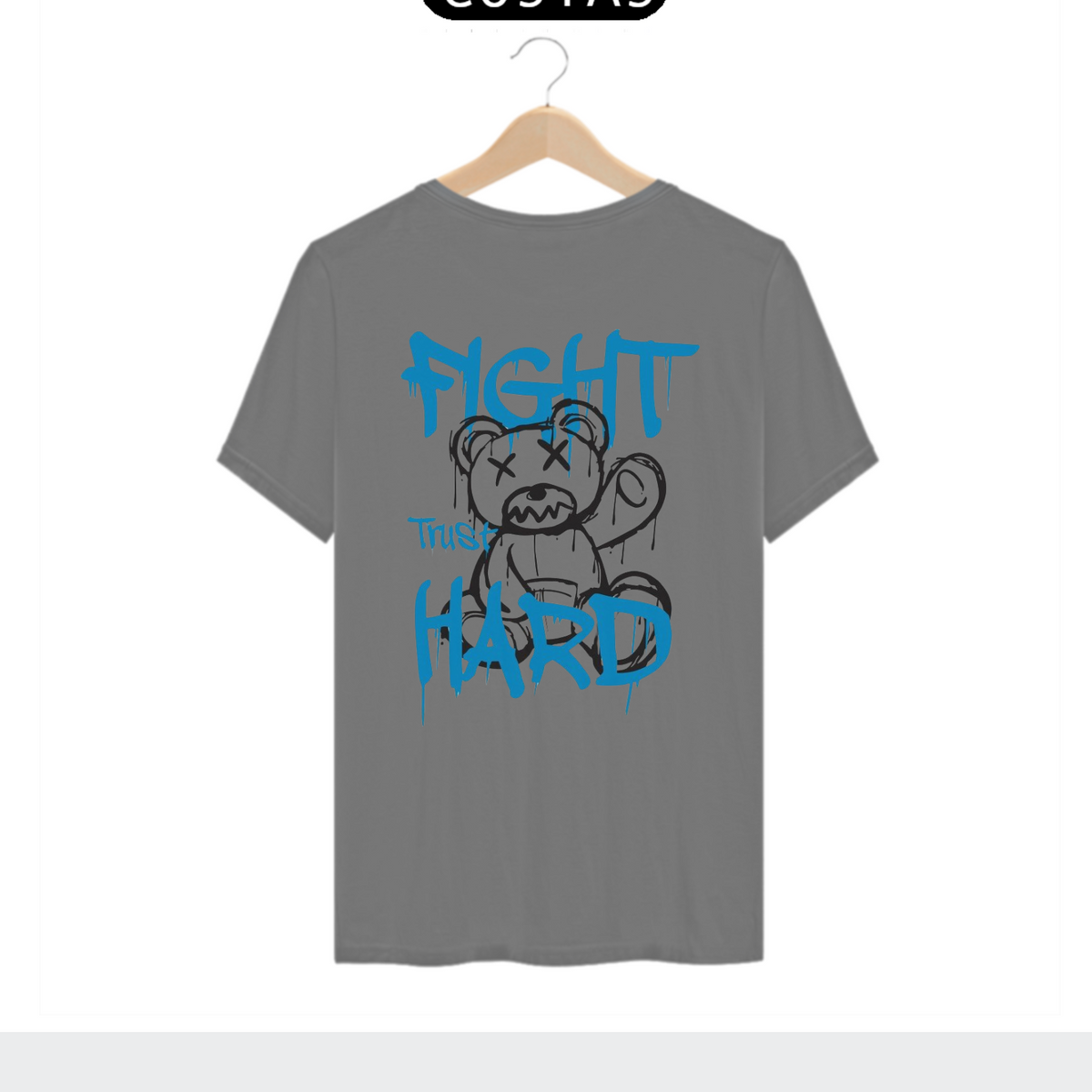 Nome do produto: CAMISETA T-SHIRT ESTONADA COSTAS, URSINHO FIGHT HARD