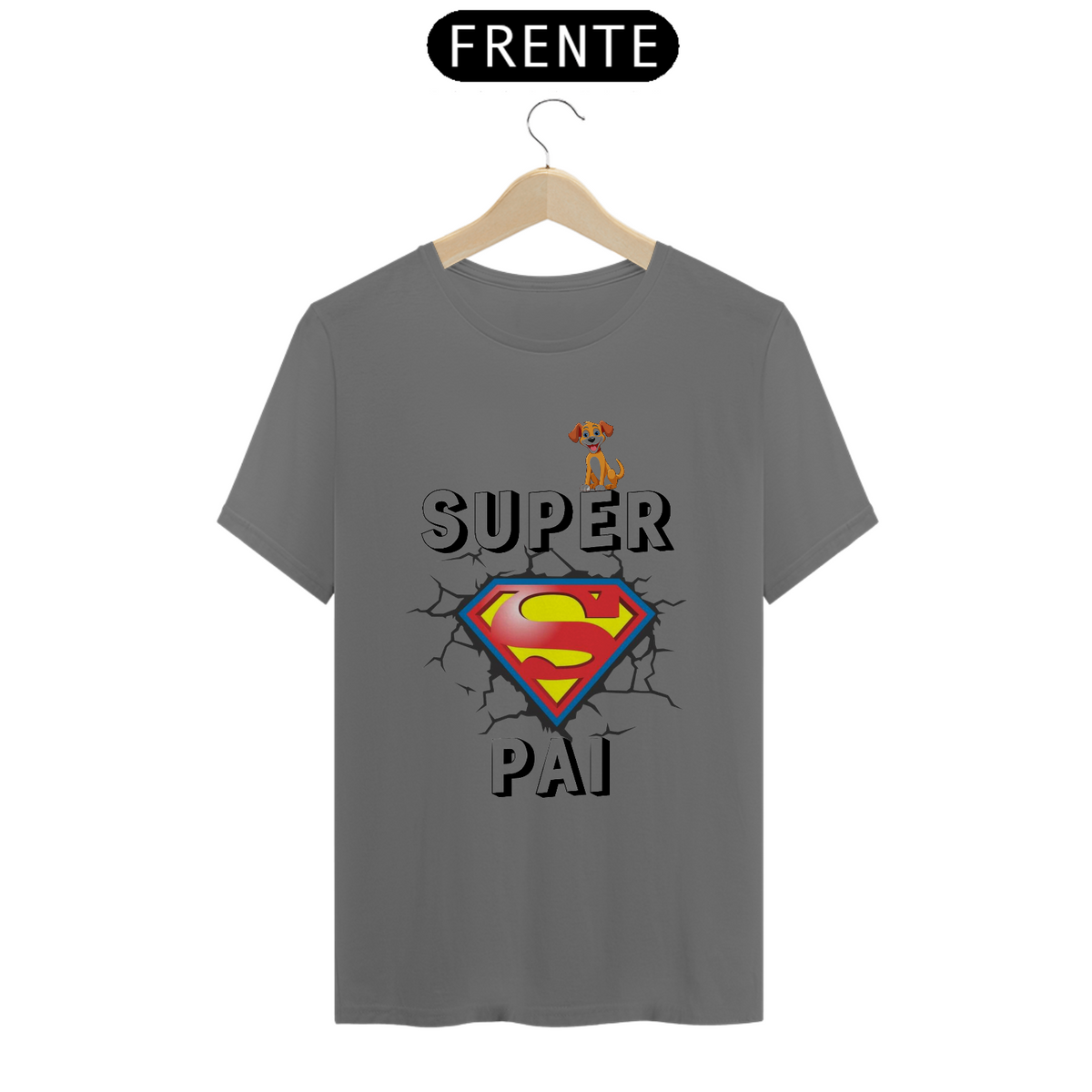 Nome do produto: CAMISETA T-SHIRT ESTONADA DOG, SUPER PAI