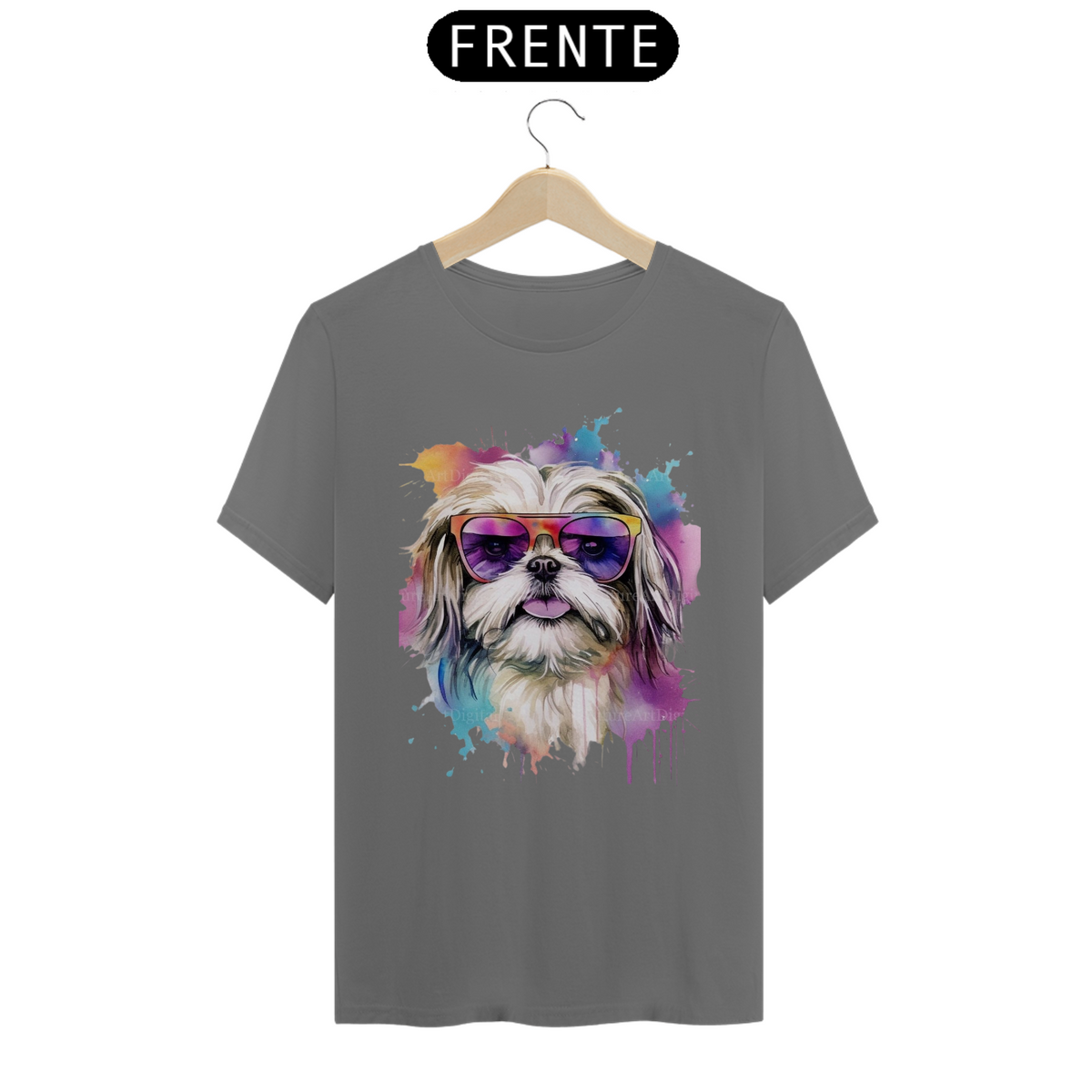 Nome do produto: CAMISETA T-SHIRT ESTONADA, DOG SHIH-TZU FASHION