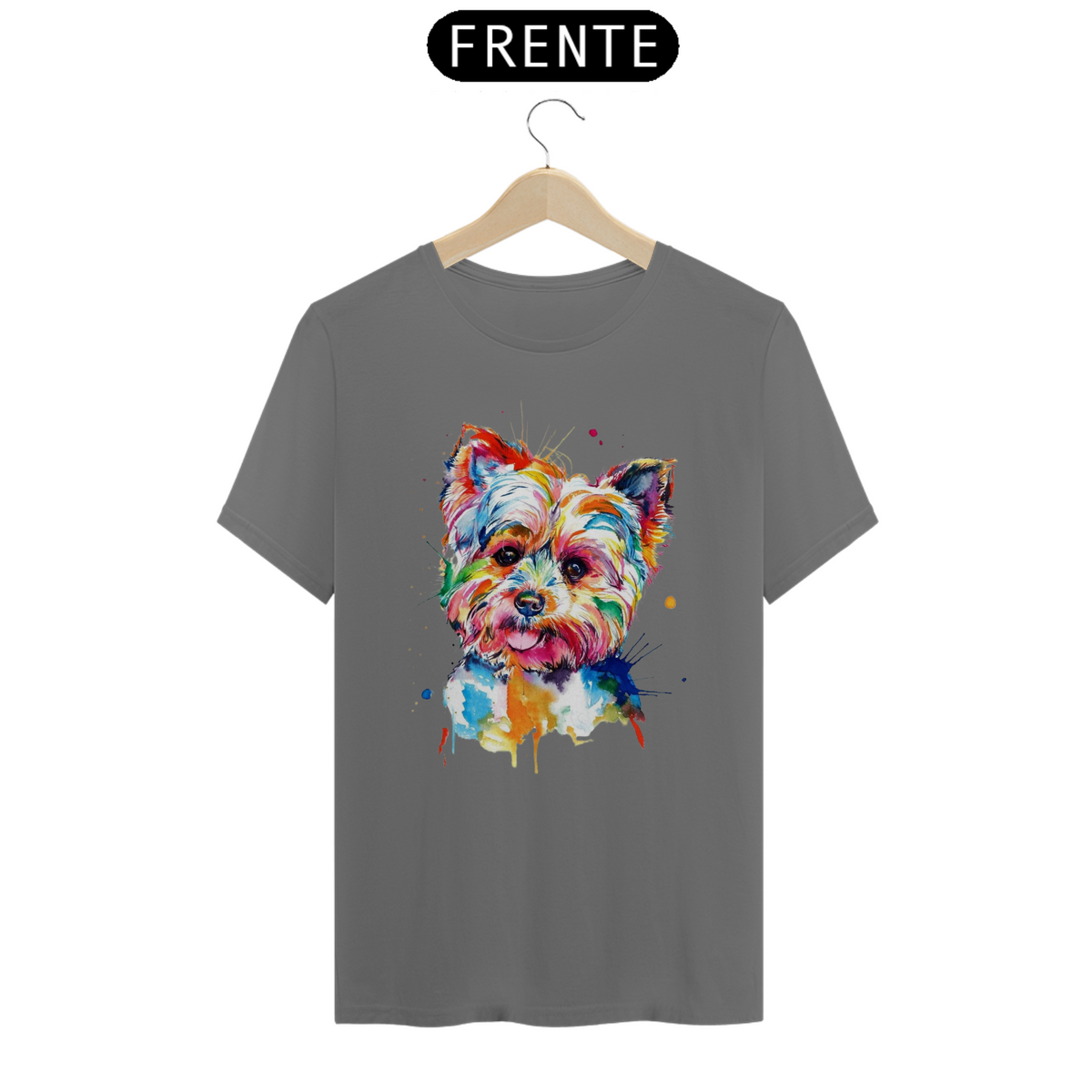 Nome do produto: CAMISETA T-SHIRT ESTONADA, DOG YORKSHIRE TERRIER