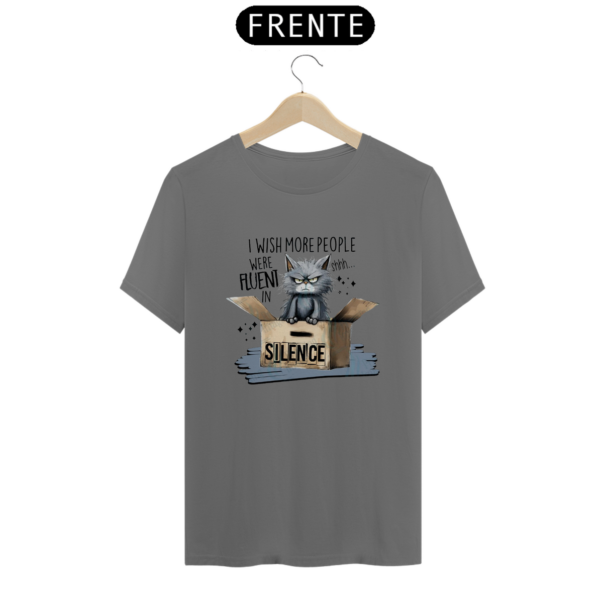 Nome do produto: CAMISETA T-SHIRT ESTONADA, CAT SILENCE