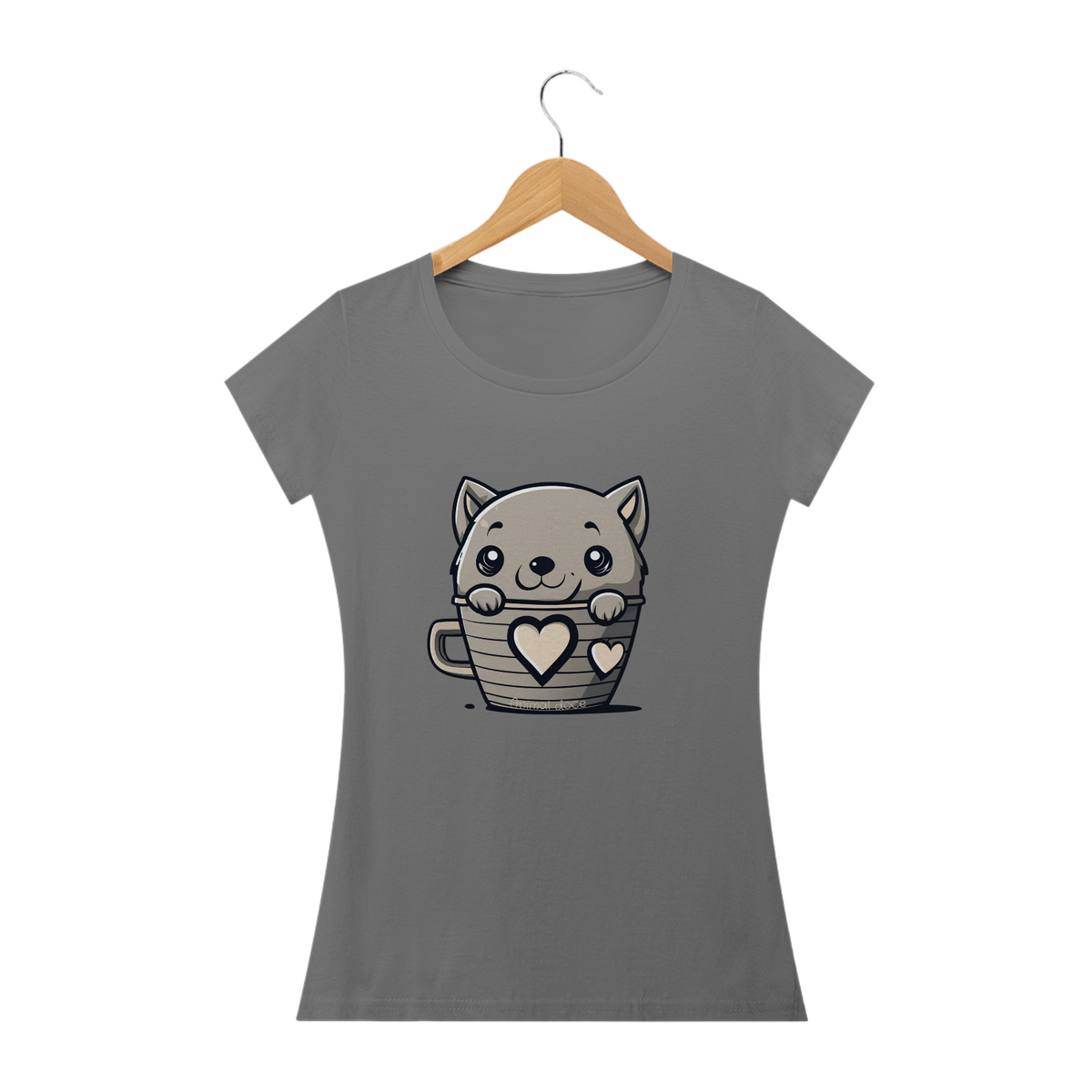 Nome do produto: CAMISETA BABY LONG ESTONADA, CAT IN THE CUP