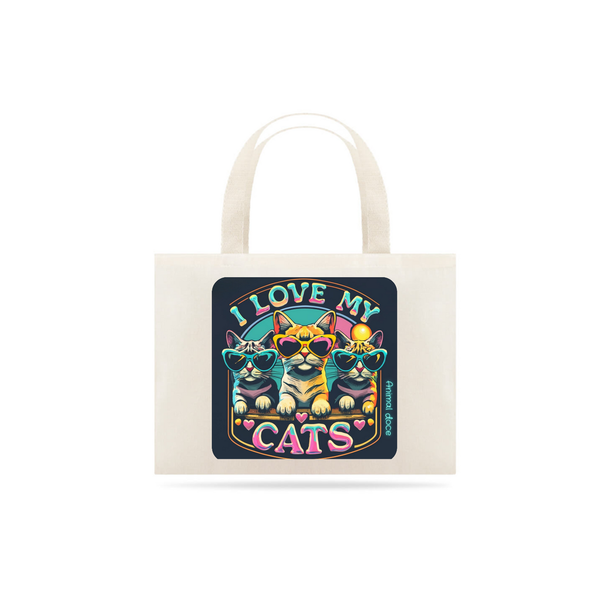 Nome do produto: ECOBAG GRANDE CRU, I LOVE MY CATS, 100%ALGODAO, P-M-G