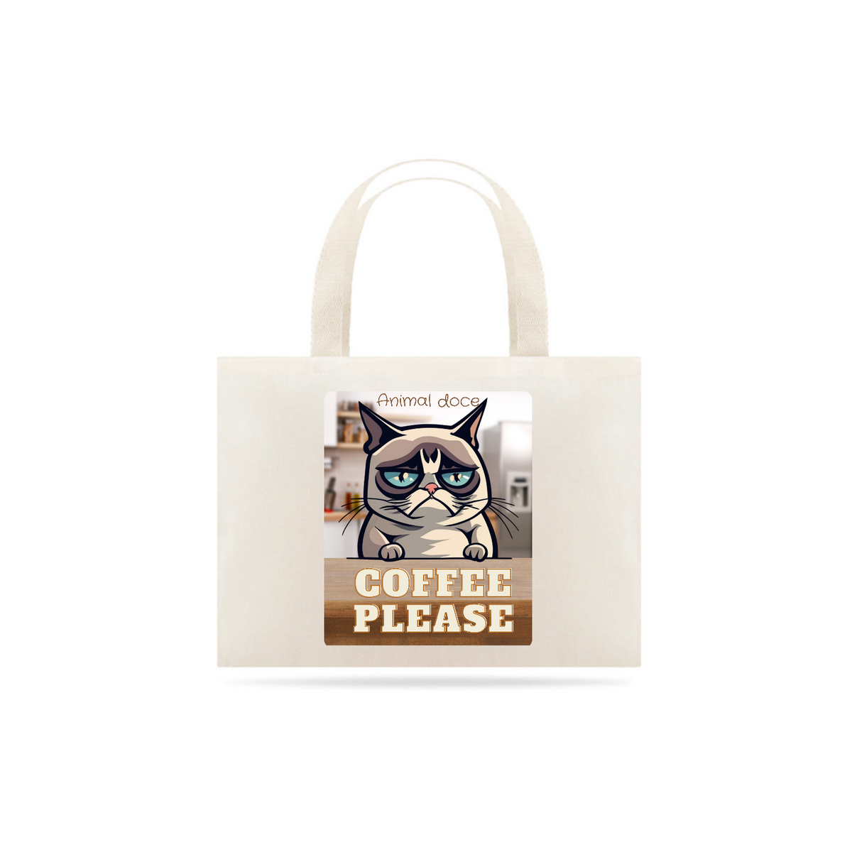 Nome do produto: ECO BAG GRANDE CRU, CAT COFFEE PLEASE, 100% ALGODAO, MEDIDA 40X35CM