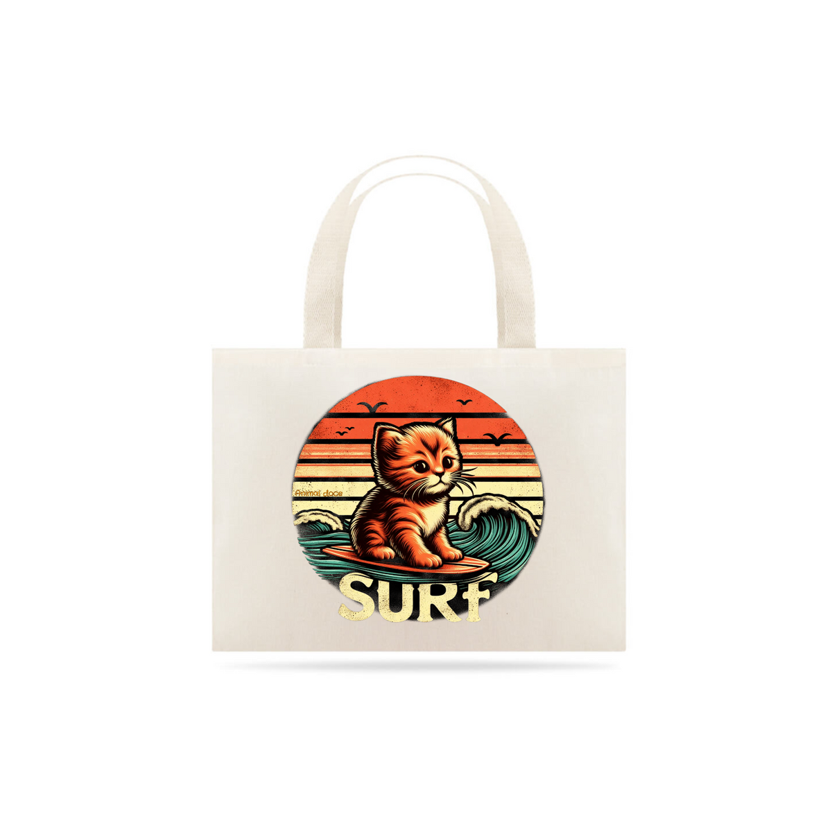 Nome do produto: ECOBAG GRANDE CRU CAT SURF, 100%ALGODAO