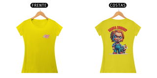 Nome do produtoCAMISETA BABY LONG QUALITY DOG FRENTE E COSTAS, LINHA FILME CHUCKY BRINCA COMIGO