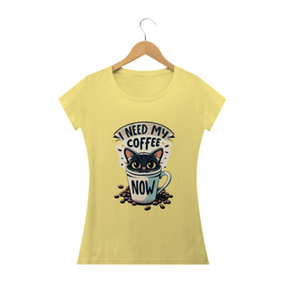 Nome do produtoCAMISETA BABY LONG ESTONADA CAT, I NEED MY COFFEE 