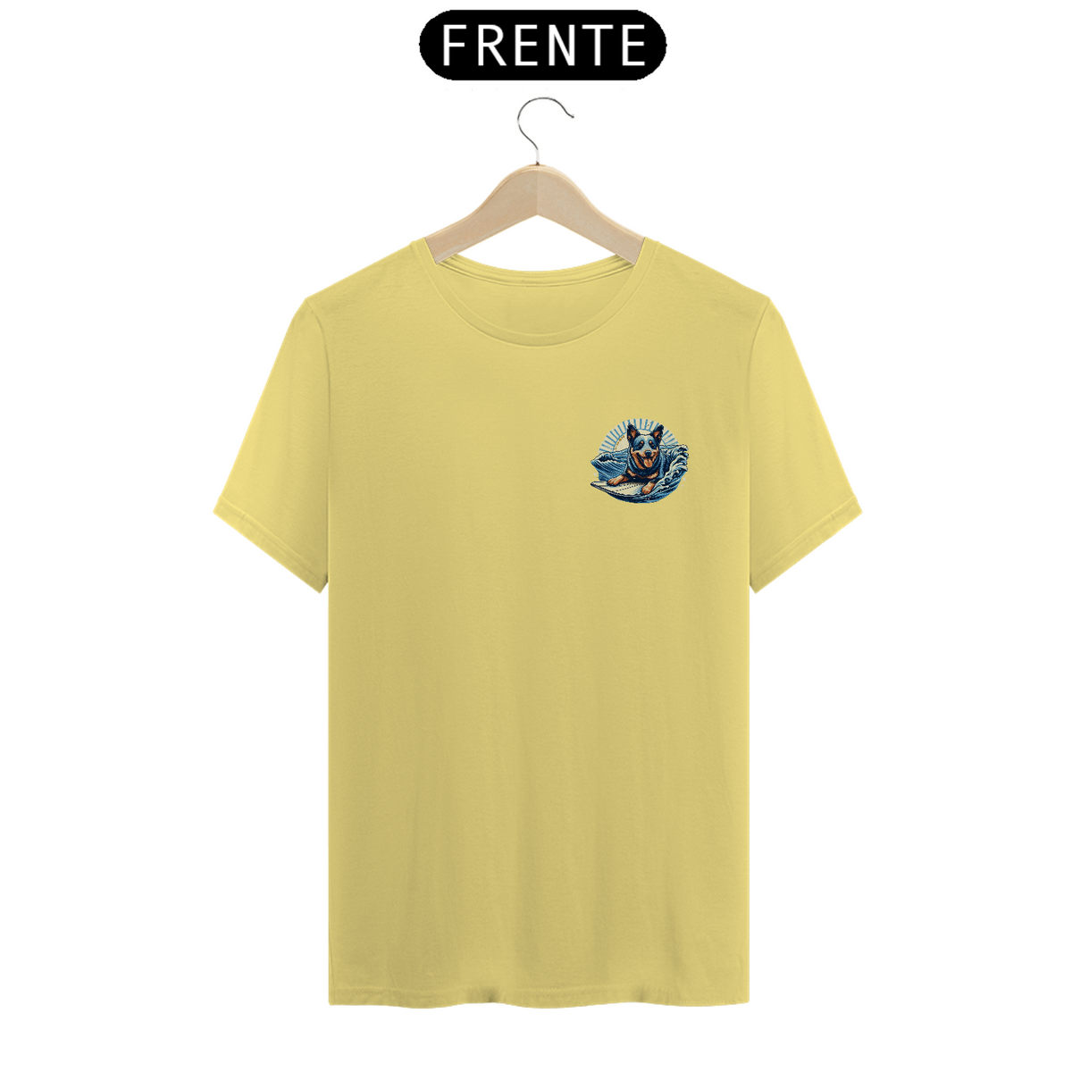 Nome do produto: CAMISETA T-SHIRT ESTONADA, MINIMALISTA DOG SURF BLUE HEELER 