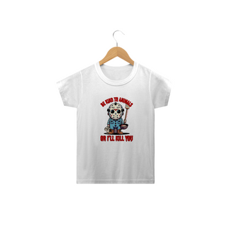 Nome do produtoCAMISETA CLASSIC  INFANTIL DOG, LINHA FILME JASON BE KIND TO ANIMALS SEXTA FEIRA 13-2 A 14 ANOS