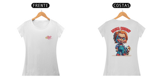 Nome do produtoCAMISETA BABY LONG PRIME DOG FRENTE E COSTAS LINHA FILME CHUCKY BRINCA COMIGO