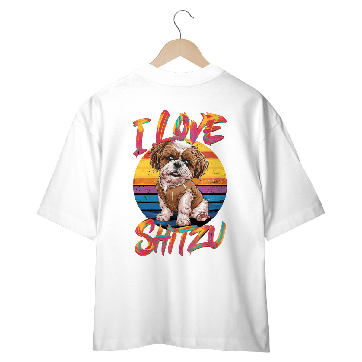 Nome do produto: CAMISETA OVERSIZED COSTAS DOG, I LOVE SHIH-TZU