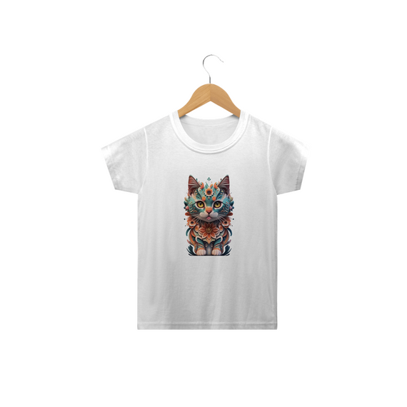 CAMISETA CLASSIC INFANTIL, COLORFUL CAT-2 A 14 ANOS