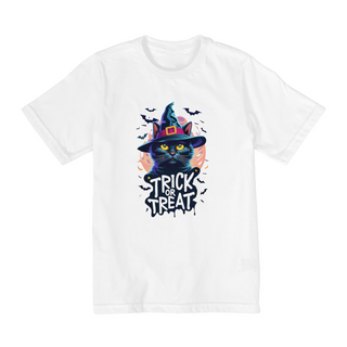 Nome do produtoCAMISETA QUALITY INFANTIL, BLACK CAT HALLOWEEN TRICK OR TREAT--10 A 14 ANOS