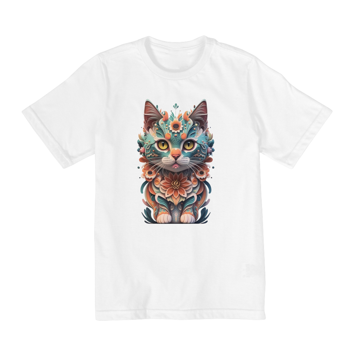 Nome do produto: CAMISETA QUALITY INFANTIL COLORFUL CAT- 10 A 14 ANOS